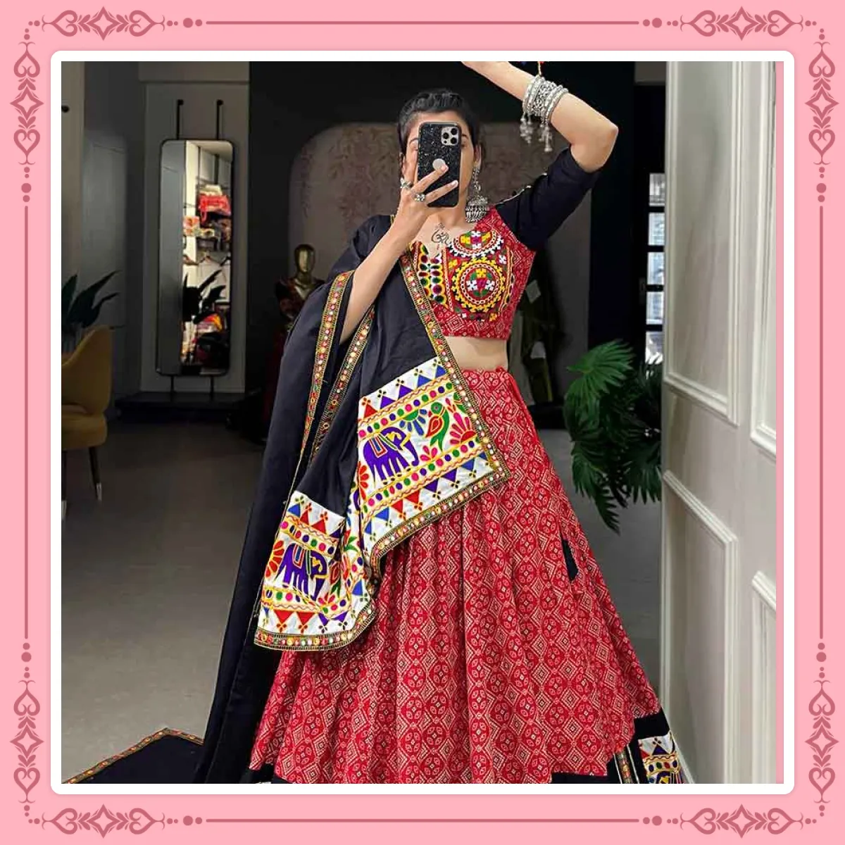 Gamthi work Lehenga Choli